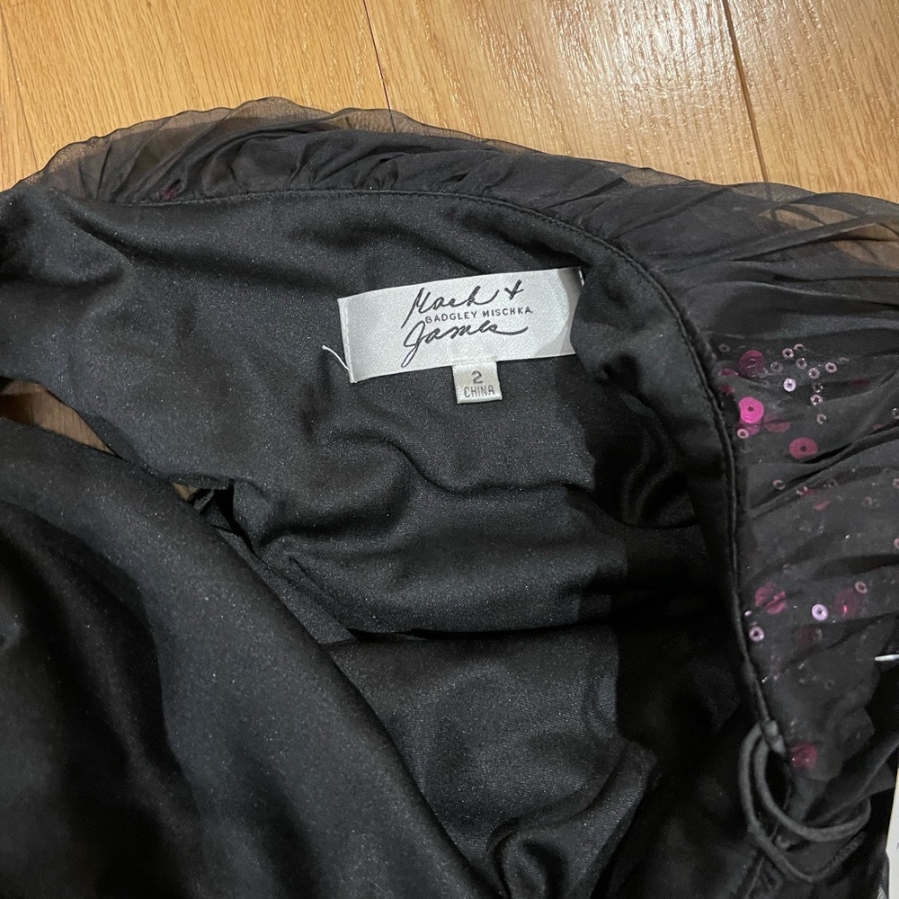 Badgley Mischka Black and Pink One Shoulder Dress - Picture 4 of 4